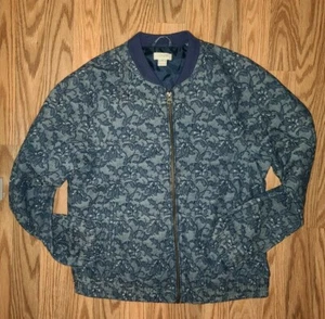 Women's blue J crew floral zip-up lightweight jacket size small - Bild 1 von 6