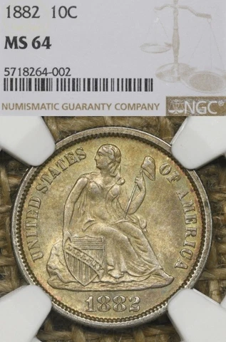 1882 10C NGC MS64 Seated Liberty Dime  - Toned! Cover