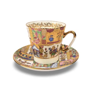 Hand Decorated Imperial Porcelain Lomonosov Demitasse Cup & Saucer - Picture 1 of 4