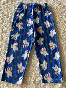 Pantalones de pijama de lana Cat & Jack Boys azul blanco abominable muñeco de nieve verde árboles 3T - Imagen 1 de 6