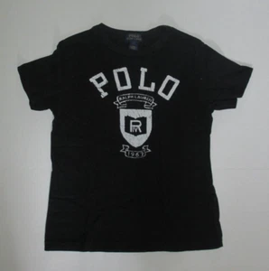 POLO RALPH LAUREN, Black, Size 7, Boys, 100% Cotto Short, Sleeve Logo Pre-Loved - Picture 1 of 3