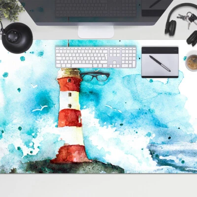 DECORMAT Schreibtischunterlage Schreibunterlage bruchsicher geruchlos Leuchtturm 100x50