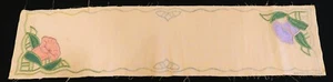 BEAUTIFUL UNFINISHED ANTIQUE BONCHURCH V P FLORAL EMBROIDERED LINEN TABLE RUNNER - Picture 1 of 9
