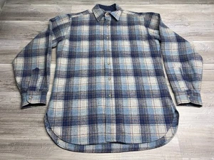 Vintage Pendleton Shirt Mens Sz M Blue 100% Wool Plaid Flannel Made in USA 70's - Picture 1 of 7