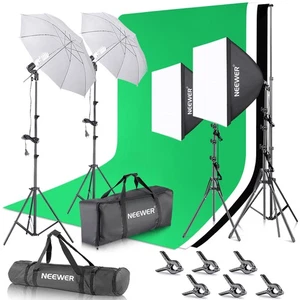 NEEWER NK100D Photography Lighting Kit w/8.5x10ft Backdrop & LED Softbox - Picture 1 of 8