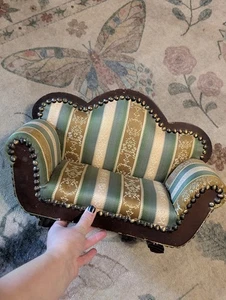 Vintage Dayton Hudson Victorian Polster Puppencouch Sofa Grün Braun  - Bild 1 von 12