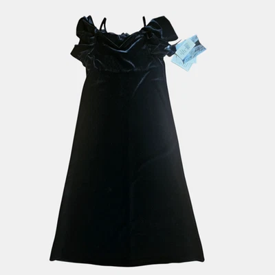 Vestido Jessica McClintock Terciopelo Hombro Frío Midi 6 Gatsby Años 90 Dinero Antiguo Nuevo con Etiquetas Foto 1 de 4
