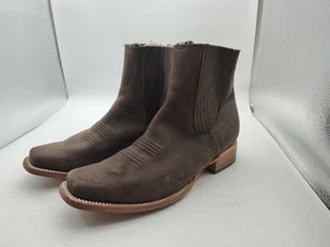 RANCHO VIEJO-BROWN CHELSEA SHORT BOOTS-COWBOY LEATHER-ANKLE-MEN'S SIZE 12/MEX 30 - Picture 1 of 17