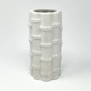 Vintage Rubel Midamerica White Blanc Ceramic Bamboo Vase 7” Made In Portugal - Picture 1 of 8