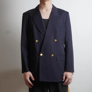 Daks Double Tailored Jacket Gold Button Black/Uw411 - Picture 1 of 8
