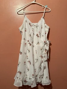 Hollister Womens Summer Dress L Large White Floral V Neck Sleeveless Flowy - Picture 1 of 9