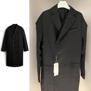 *CHEAP RRP £330* New H&M Designer Rokh Men Black Double Layered Wool Coat Size L - Picture 1 of 17