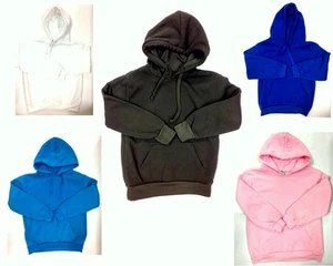 Kids Boys Girls Plain Hoodie Jumper Pullover Basic School Uniform Plain Casual - Picture 1 of 7