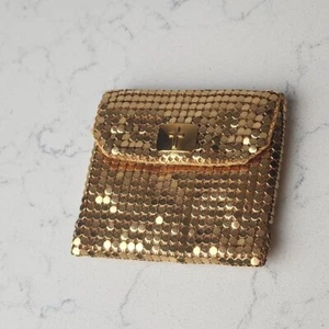 Gold Tone Rosary / Coin Mesh Bag Case Purse Quality Vintage - Picture 1 of 14