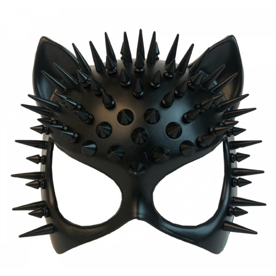 Steampunk Spike Cat Woman Masquerade Mask Cosplay Halloween Party Mask Costume  - Image 1 of 2