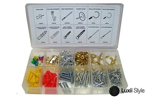 600pc Picture Hanging Assortment w Nails Tacks Anchors Drywall Hooks - Picture 1 of 1