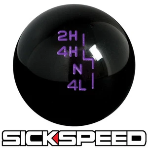 BLACK W PURPLE INLAY TRANSFER CASE SHIFT KNOB FOR JEEP YJ TJ JK GEAR SHIFTER - Picture 1 of 1