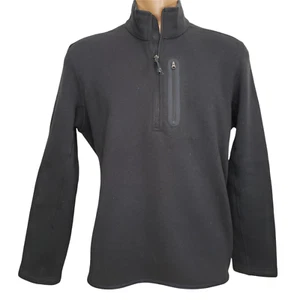Lands End Large 42-44 1/2 Zip Fleece Pullover L/S Black Zip Pocket Sweatshirt - Picture 1 of 7