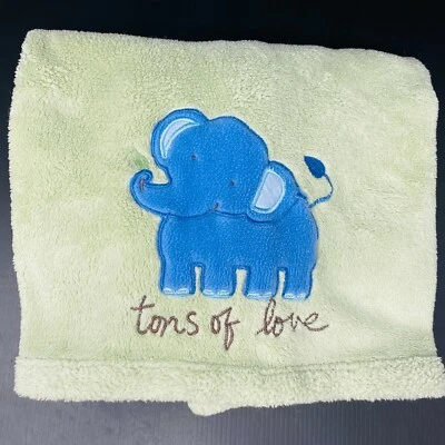 Manta bebé verde elefante azul toneladas de amor Sandra Magsamen mensaje desde el corazón Foto 1 de 4