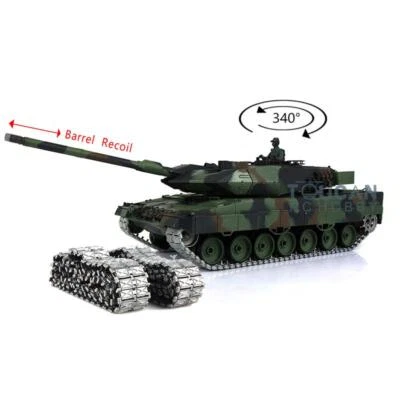 Henglong 7.0 1/16 Leopard2A6 RC RTR Tank 3889 Tracks Barrel Recoil Metal Linkage - Image 1 of 2