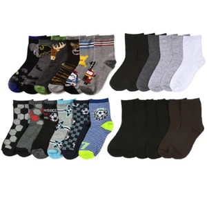 3 Pair Boys Crew Socks Kids Shoe Size 4 6 Cartoon Patterned Design School - Picture 1 of 1