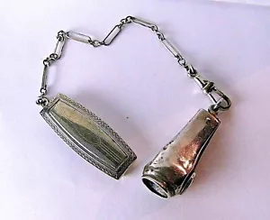 Antiguo Colgante Cortador de Cigarros Victoriano Plata Colgante En Cinturón Cadena Llavero - Imagen 1 de 4