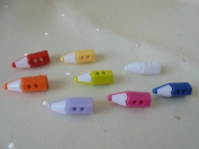 8 x Kinderknopf Konvolut  "Buntstifte" verschieden  Gr. ca. 20 mm x 8mm - Bild 1 von 3