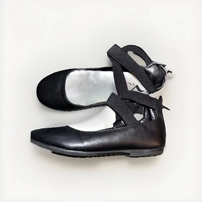Zapatos de vestir sin cordones planos de ballet negros Nina para niñas correas al tobillo talla 9 de cuero Foto 1 de 4