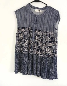 Everleigh Damen Freizeit Marineblau Blumenmuster Ärmellose Bluse Größe Small - Bild 1 von 6