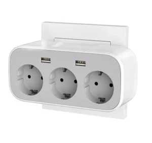 3-fach Mehrfachsteckdose 3er Adapter Steckdose mit 2*USB-A Ladegerät Wandmontage - Bild 1 von 6