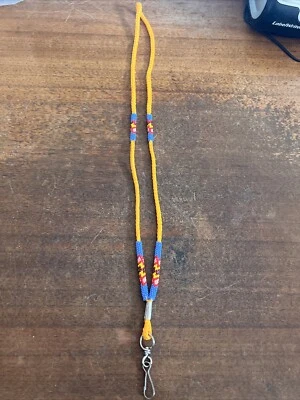 Llavero Nativo Americano Navajo Cuentas Cordón Insignia Naranja 34 " #1 Foto 1 de 4