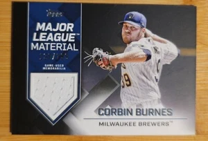 Corbin Burnes - 2022 Series 2 Major League Material Black Parallel Relic /199 - Picture 1 of 2