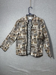 Alfred Dunner Size 16 Animal Print Cotton Quilted Long Sleeve Jacket - Picture 1 of 11