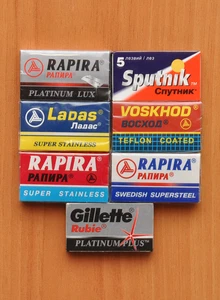 35 MIXED SAMPLER RAPIRA SPUTNIK VOSKHOD GILLETTE DOUBLE EDGE RAZOR BLADES - Imagen 1 de 1