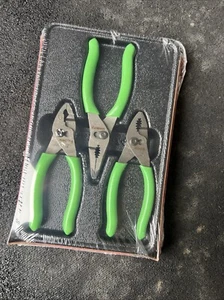 For Snap On Tools NEW PL344BCFg 3pc Green Soft Grip Slip Joint Pliers Set USA - Picture 1 of 6