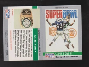 1990 Pro Set #3 Super Bowl III poster card: New York Jets 16, Colts 7 - Picture 1 of 1
