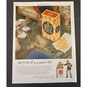 Vintage Print Ad Nabisco Ritz Cracker Summer Day Saddle Shoes 1945 13.5 x 10.25 - Picture 1 of 2