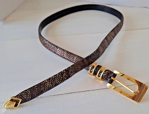 Cinturón de cuero Sandy Duftler Designs marrón negro diseño cocodrilo para mujer talla grande - Imagen 1 de 6