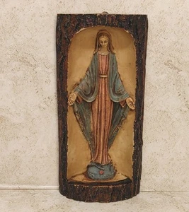 Vintage Virgin Mary Plaque 10,75" Żywica Made In Italy - Zdjęcie 1 z 15