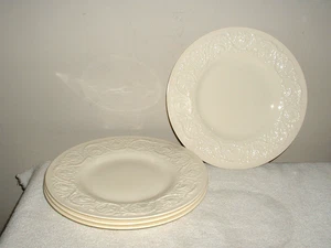Lot of 4 Wedgwood Patrician 10 3/8" Dinner Plates Cream Embossed - Picture 1 of 3