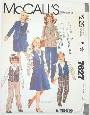 Vintage 1981 Sewing Pattern McCall's 7627 Girls Blazer, Dress, Skirt, Pants sz14 - Image 1 of 4