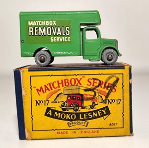 Matchbox No.17 Removals Van Lesney Moko Mid-Green w/ Box 1950s Vintage - Picture 1 of 13