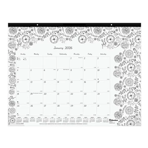2026 Blueline DoodlePlan Almohadilla de Escritorio Mensual Calendario para Colorear, 22" x 17", Motivo - Imagen 1 de 8