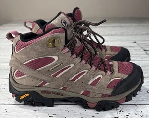 Women's Merrell Boulder/Blush Moab 2 Mid Waterproof Hiking Boot Size 6 - Picture 1 of 10