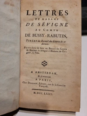 Lettres de Madame de Sévigné au comte de Bussy-Rabutin  .. 1775 - Photo 1/3