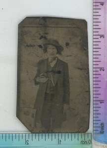 Hombre Mayor Usando Sombrero Tinte Ferrotipo - Imagen 1 de 2