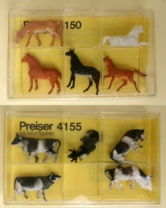 Preiser HO figures 4155 Cows (5) & 4150 Horses (5) suit OO BNIB - Picture 1 of 3