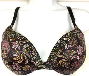 Victoria's Secret 34C Very Sexy Push Up Bra Black with Multi Color Floral New - Picture 1 of 9