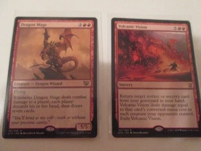 Magic the Gatherng card combo "Dragon Mage" and Volcanic Vision". - Image 1 of 4