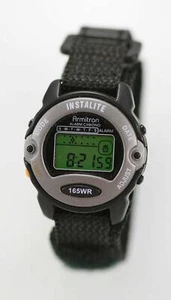 Armitron Womens Watch Chro Light Alarm Date Black Gray Plastic Nylon 50m Quartz - Picture 1 of 3